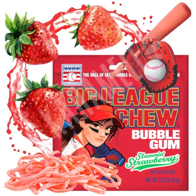 Chiclete Big League Chew Bubble Gum Slammin Strawberry - EUA