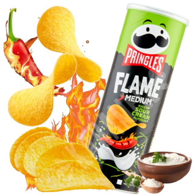 Batatas Pringles Sour Cream Flavour Flame - Importado Bélgica