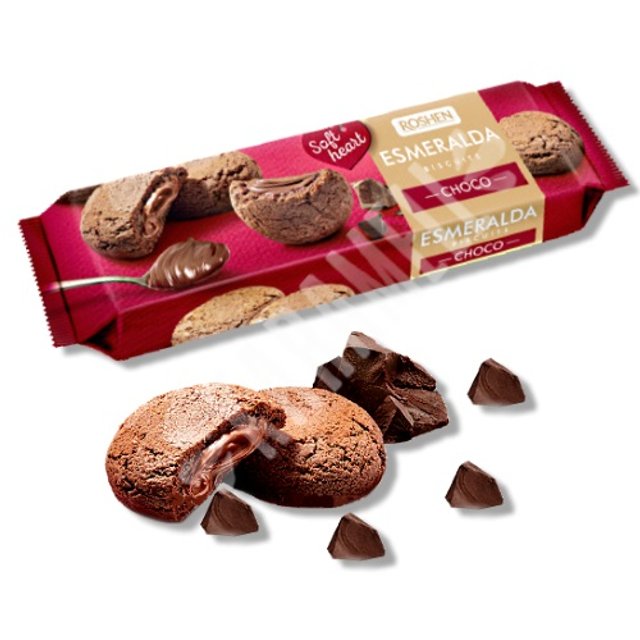 Biscoitos Cookies Esmeralda Choco Soft Heart - Roshen - Importado Ucrânia