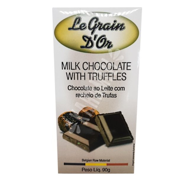 Barra Chocolate ao Leite Recheio de Trufas - Le Grain D'or - Bélgica