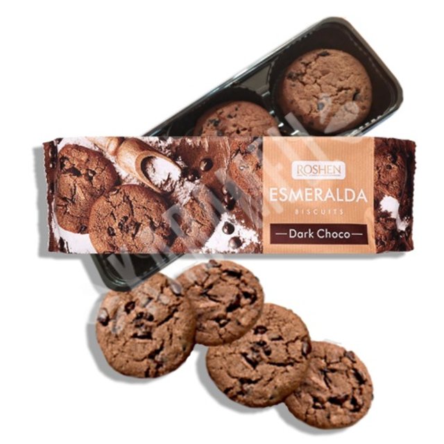 Biscoitos Cookies Esmeralda Dark Choco - Roshen - Importado Ucrânia