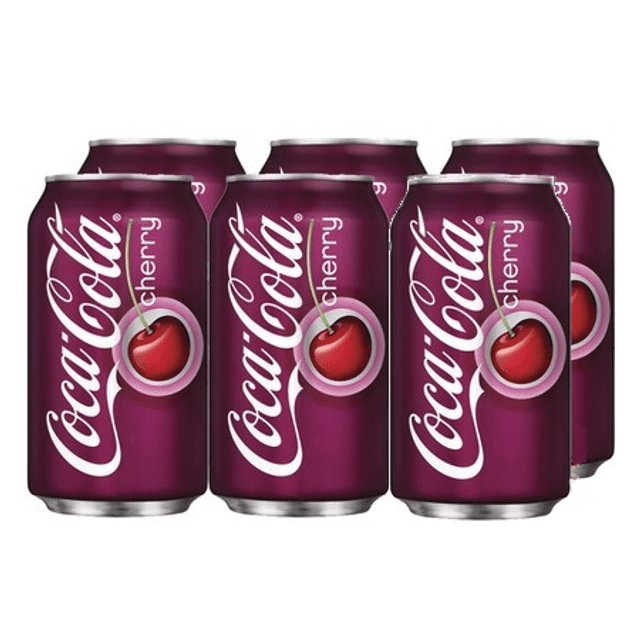 Refrigerantes Importados dos EUA - KIT 6 Latas - Coca Cola Cherry - Sabor Cereja
