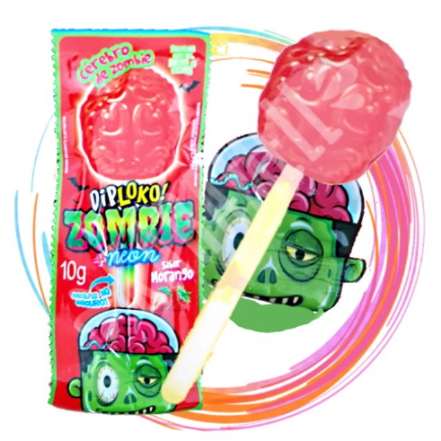 Pirulito Neon Zombie sabor Morango - Dip Loko - Importado