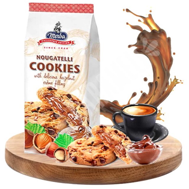 Cookies Nougatelli Merba Cream Hazelnut Chocolate - Holanda 