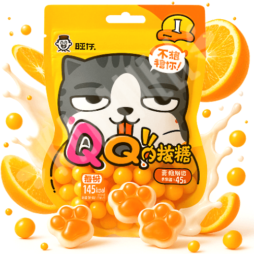 Bala Kitty Palm QQ Gummy Candy Orange & Yogurt - Importado