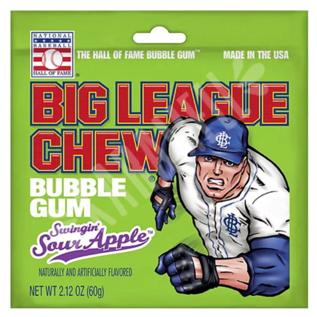 Chiclete Big League Chew Bubble Gum Swingin Sour Apple - EUA