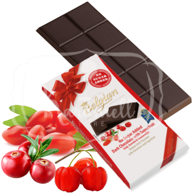 Belgian Dark Chocolate Superfruit - Sem Açúcar - Importado da Bélgica