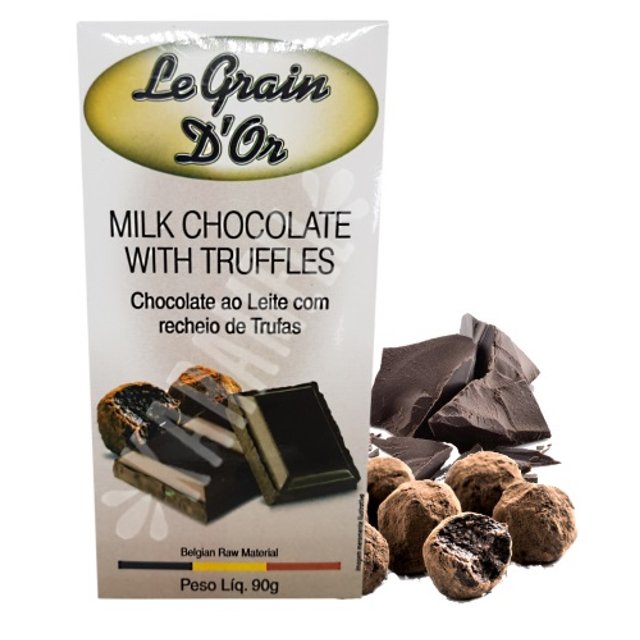 Barra Chocolate ao Leite Recheio de Trufas - Le Grain D'or - Bélgica