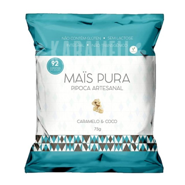 Pipoca Artesanal sabor Caramelo & Coco 75g - Mais Pura