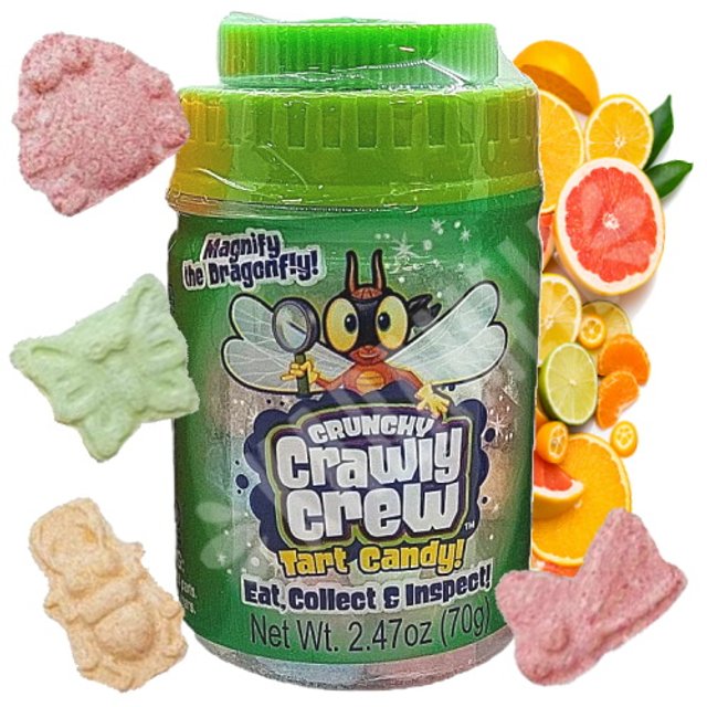 Balas Crunchy Crawly Crew Frutas Pote Verde Kidsmania - Importado