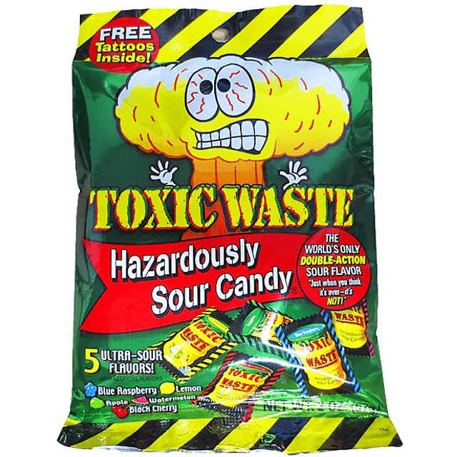 Toxic Waste c/ TATUAGEM - Sour Candy - Balas Ácidas - Importado do Paquistão - 57g
