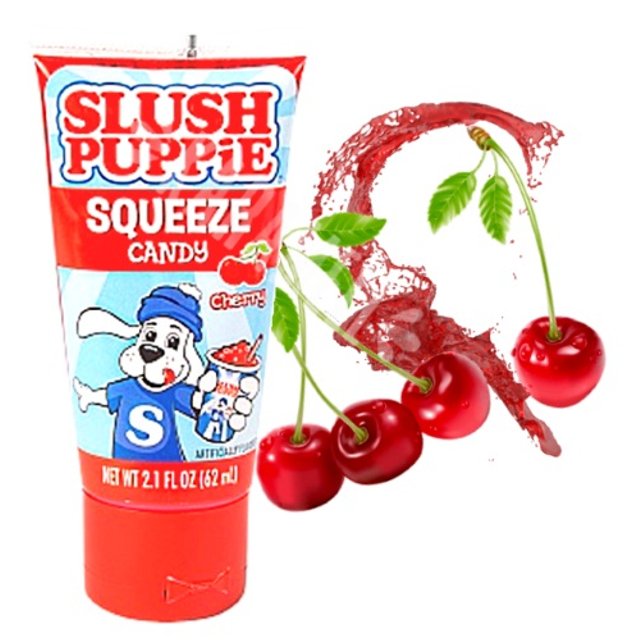 Bala Líquida Slush Puppie Cherry Squeeze Candy Importado Karamell