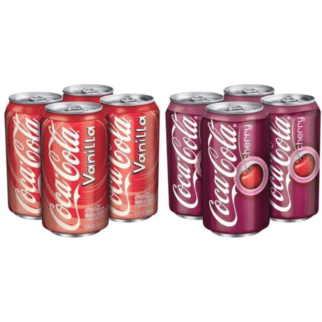 Refrigerantes Importados dos EUA - Kit 8 Latas - Coca Cola Cherry e Vanilla