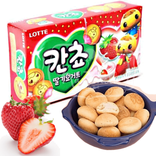 Kancho Lotte - Biscoito Sabor Morango - Importado da Coreia