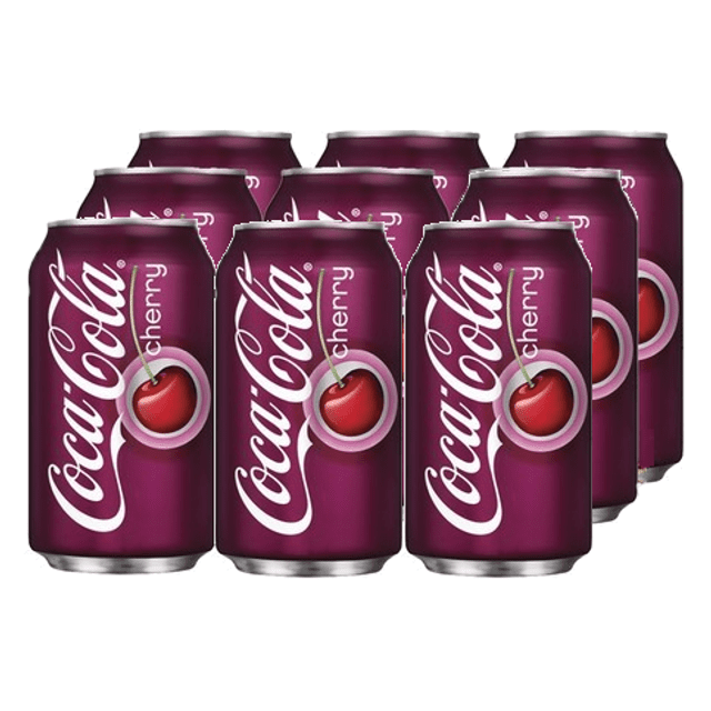 Refrigerantes Importados dos EUA - KIT 9 Latas - Coca Cola Cherry - Sabor Cereja