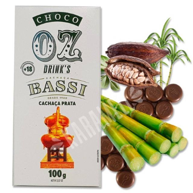 Chocolate ao Leite com Cachaça Prata Bassi 100g - Choco Oz