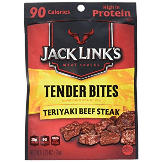 Jack Link's Tender Bites - Teriyaki Beef Steak - Snacks de Carne Sabor Teriyaki - Importado dos Estados Unidos