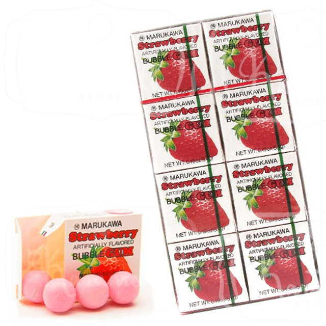 Marukawa Fusen Gum Strawberry - Chicletes Sabor Morango - Importado do Japão