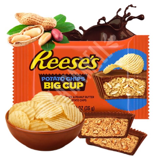 Chocolate Reese's Potato Chips Big Cup Peanut Butter - Importado EUA