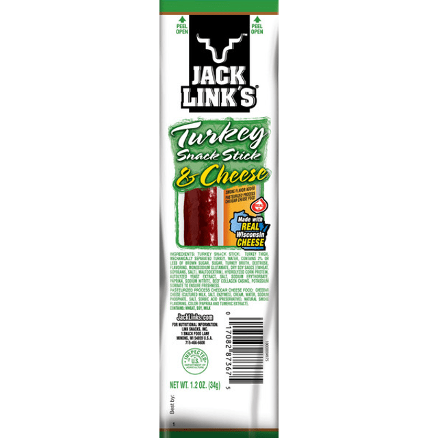 Jack Link's Turkey & Cheese - Tira de Carne de Peru e Queijo - Importado dos Estados Unidos