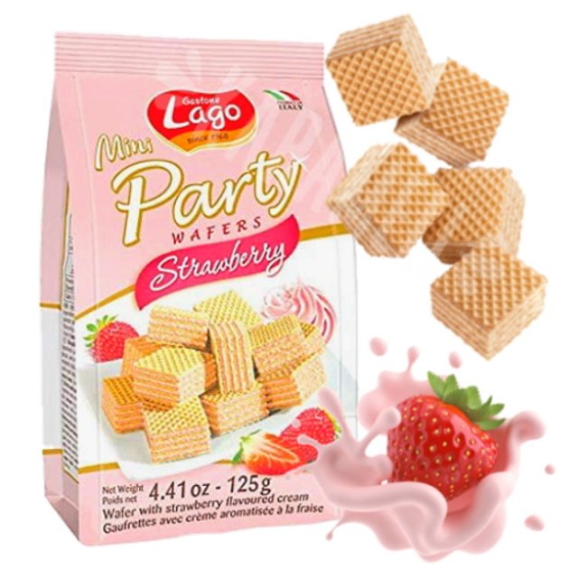 Biscoitos Mini Party Wafers Strawberry Gastone Lago Itália Karamell Store 9478