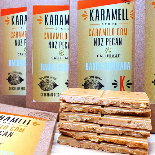 Chocolate Belga ao Leite 33% Noz Pecan com Caramelo - Linha