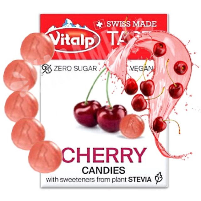 Balas Zero Sugar Cherry Candies - Vitalp - Importado Suíça