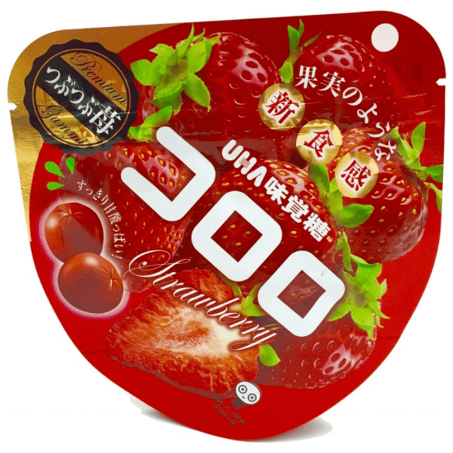 Doces Importados do Japão - Uha - Premium Gummy Candy - Balas Sabor Morango