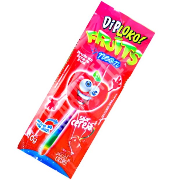 Pirulito Fruits Neon Sabor Cereja - Dip Loko - Importado | Karamell Store