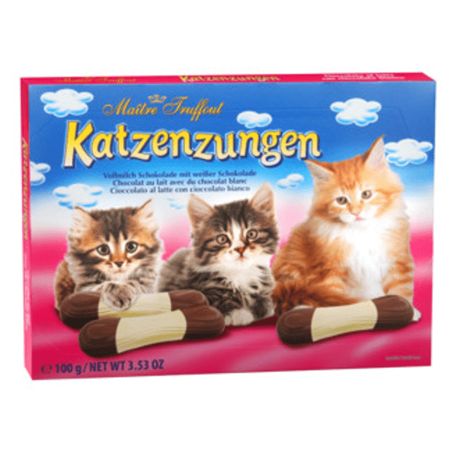 Língua de Gato Katzenzungen - Chocolate ao Leite e Branco - Importado