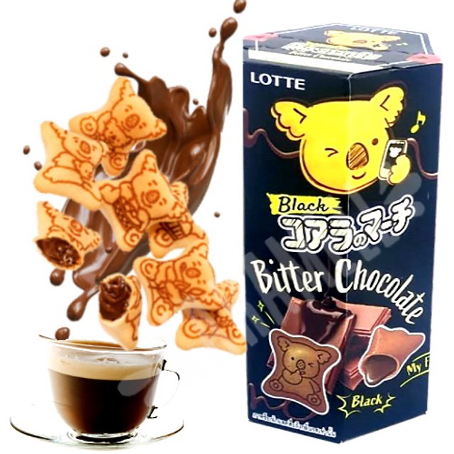 Biscoito Koala Black Bitter Chocolate Amargo - Lotte - Importado