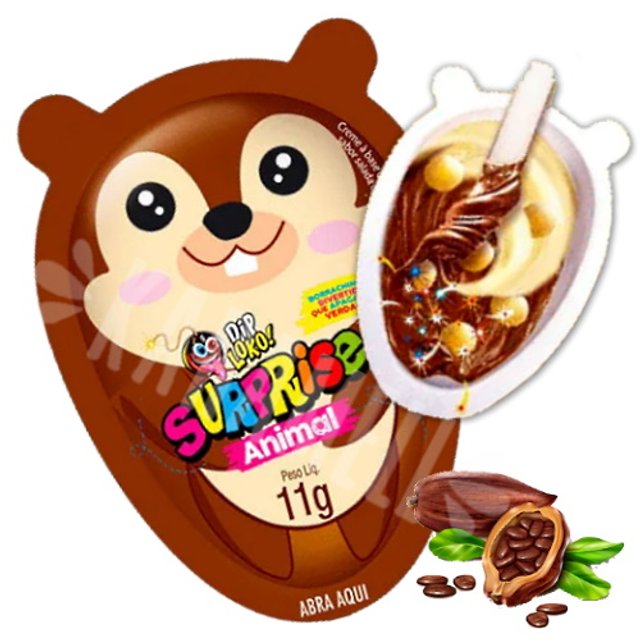 Dip Loko Surprise Animal Bolinhas Biscoito Bala Creme Cacau  Importado