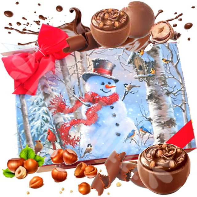 Bombons de Chocolate Recheados - Caixa Boneco de Neve - Itália