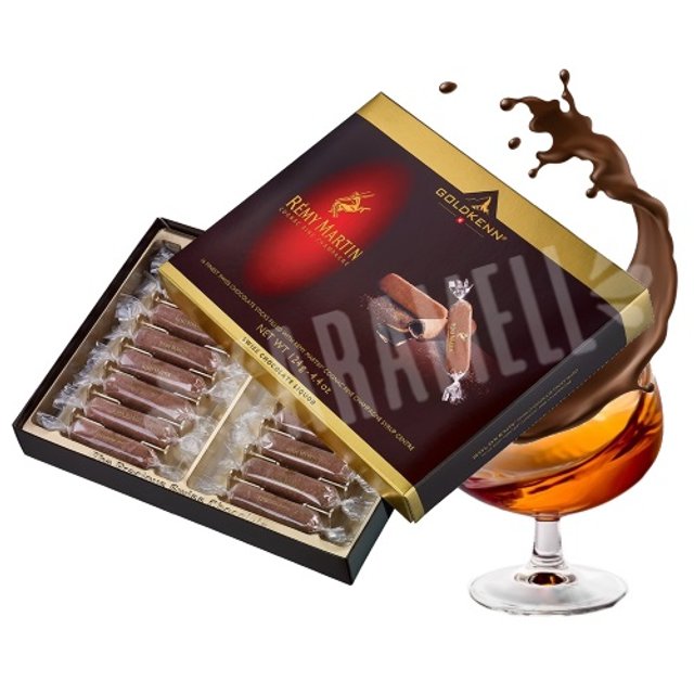 Caixa com Chocolates recheados com Conhaque Remy Martin - Suiça
