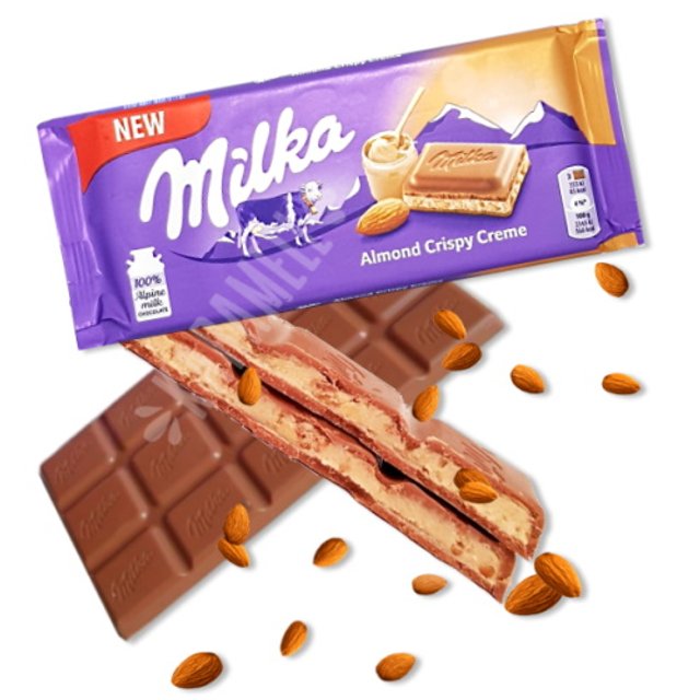Milka Almond Crispy Creme - Chocolate ao leite Recheio Amendoas - Polônia