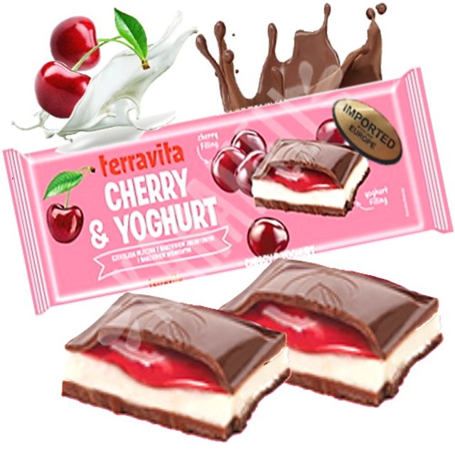 Chocolate ao Leite Terravita Cherry Yoghurt - Importado Polônia
