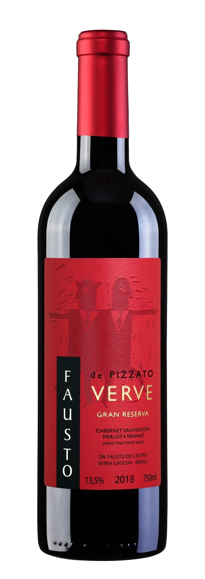 Vinho Tinto Cabernet Sauvignon/Merlot/Tannat 750 ml - Fausto VERVE - Pizzato