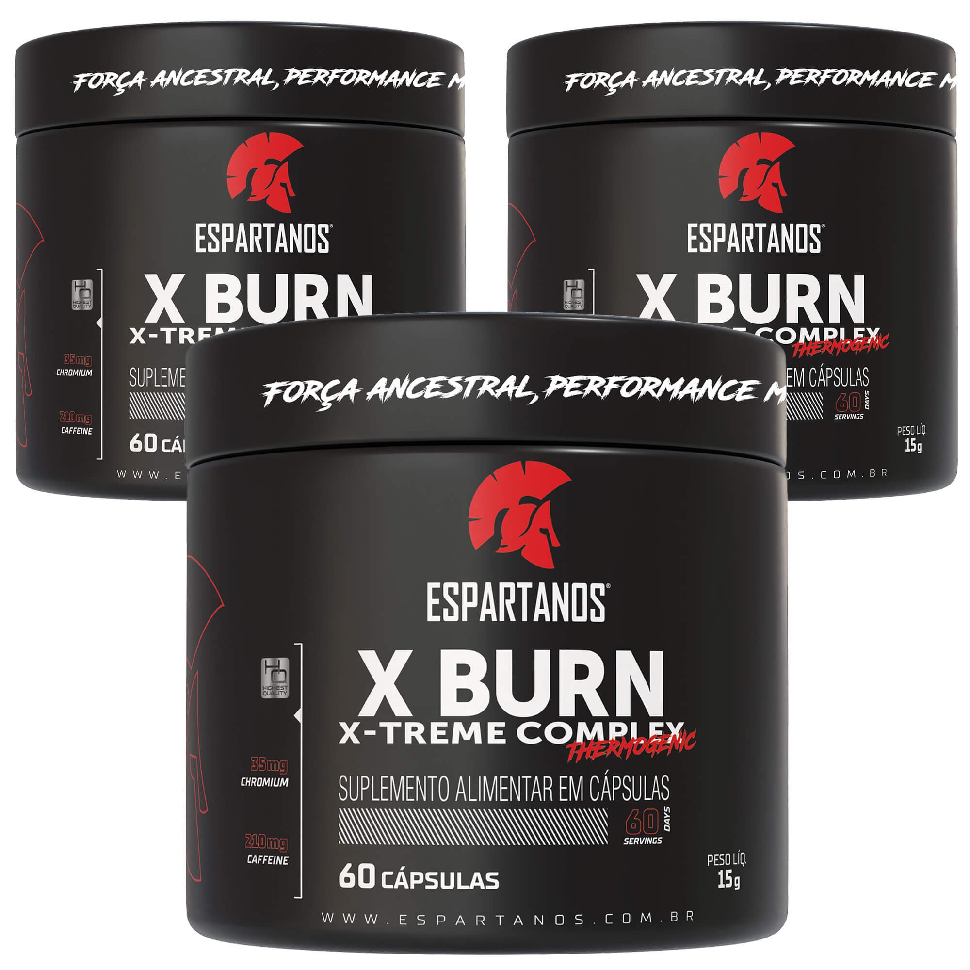 Kit 3x Termogênico X Burn Xtreme Complex 60 Cáps - Espartanos