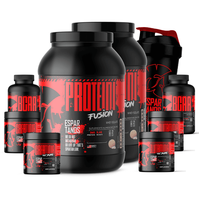 Kit 2x Whey Fusion + 2x Bcaa + 2x Crea + 2x Glutamina + Copo