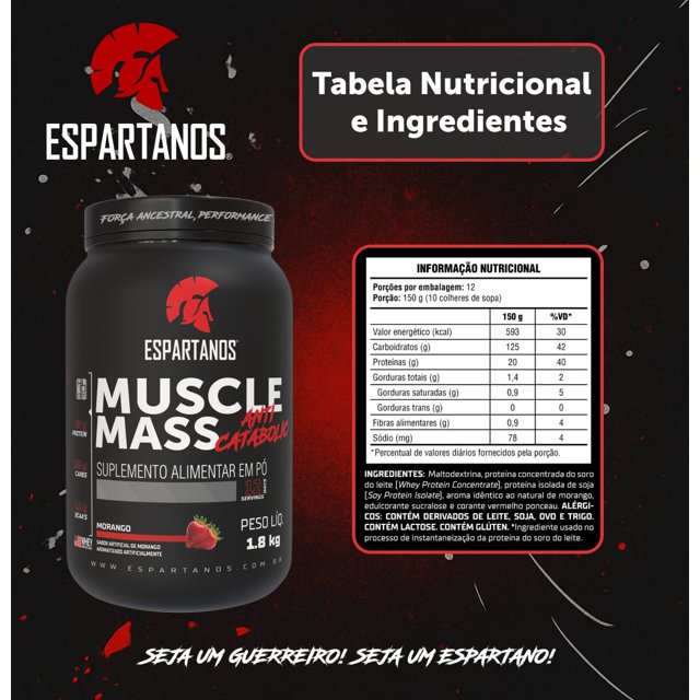 Hipercalórico Muscle Mass + Pré Treino Muscle Pump + Shaker | ESPARTANOS