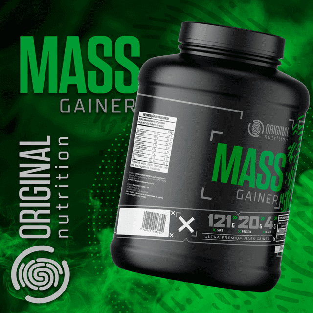 Kit Massa Hipercalórico MASS GAINER + BCAA + Creatina + Glutamina + Colágeno + Shaker - Original Nutrition
