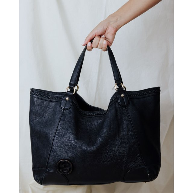 black tote bolsa leather