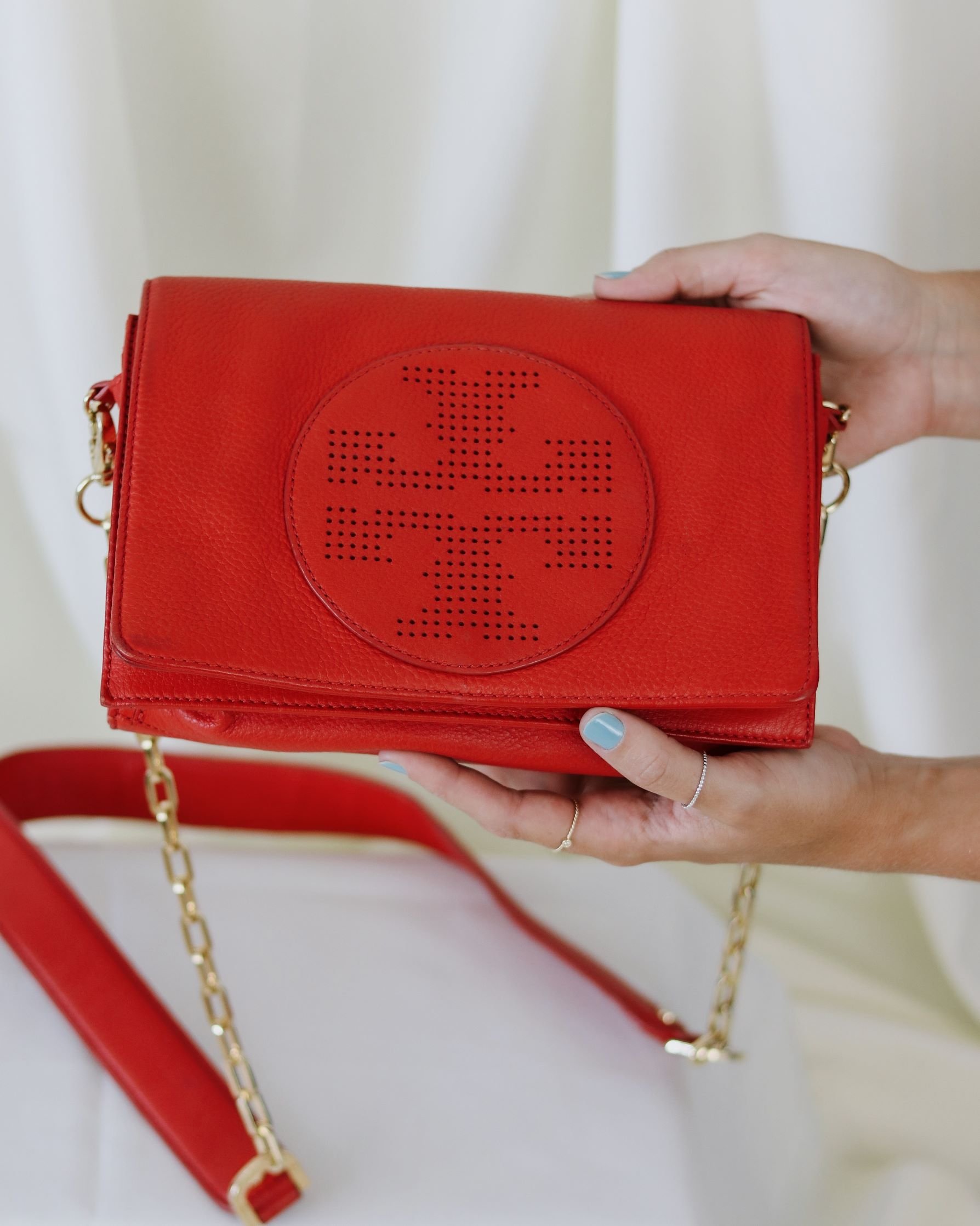 tory burch tote bolsa red