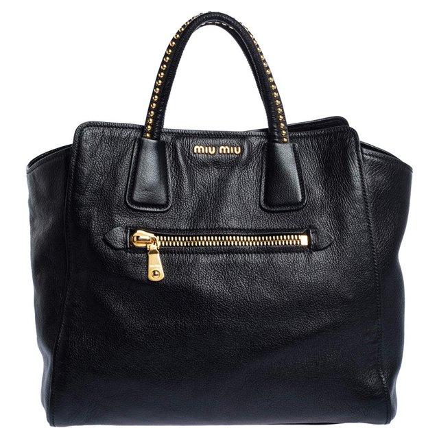 miu miu tote bolsa black