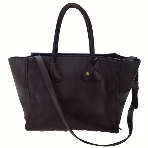 ladies black leather tote bolsa