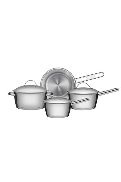 Jogo de Panelas Tramontina Allegra em Aço Inox Com Fundo Triplo e Tampas de Inox 4 Peças