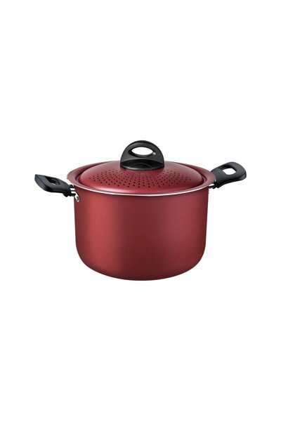 Espagueteira Tramontina Loreto em Alumínio Com Revestimento Interno Antiaderente Starflon t1 Vermelha 22 cm 5,7 l