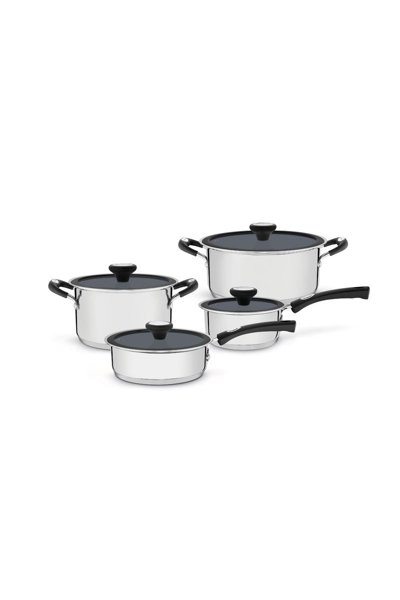 Jogo de Panelas Tramontina Solar Ceramic em Aço Inox Fundo Triplo Com Revestimento Interno em Cerâmica Grafite 4 Peças