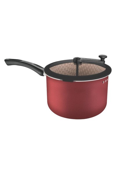 Pipoqueira Tramontina Paris em Alumínio Com Revestimento Antiaderente Starflon t1 Vermelho Com Tampa de Vidro 22 cm 4,8 l