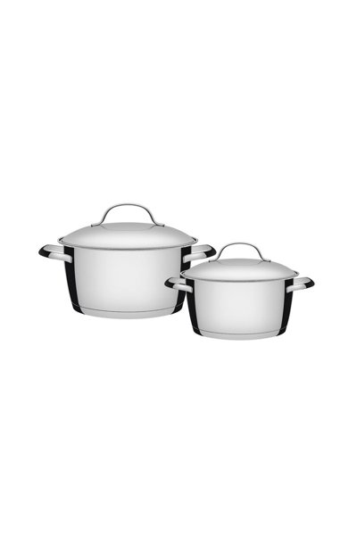 Jogo de Panelas Tramontina Allegra em Aço Inox Com Fundo Triplo e Tampas de Inox 2 Peças